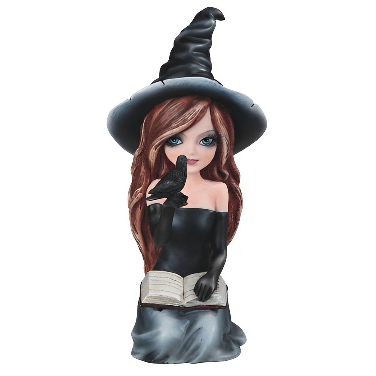 Edge Collections - 7" - Black - Witchy Wonders Witch Girl Figurine With Crow And Book - 1 Piece